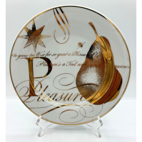 Pottery Barn Salad Dessert‎ Plates Bone China Poetry Gold Trimmed 8.5" Set of 4 - Picture 7 of 16